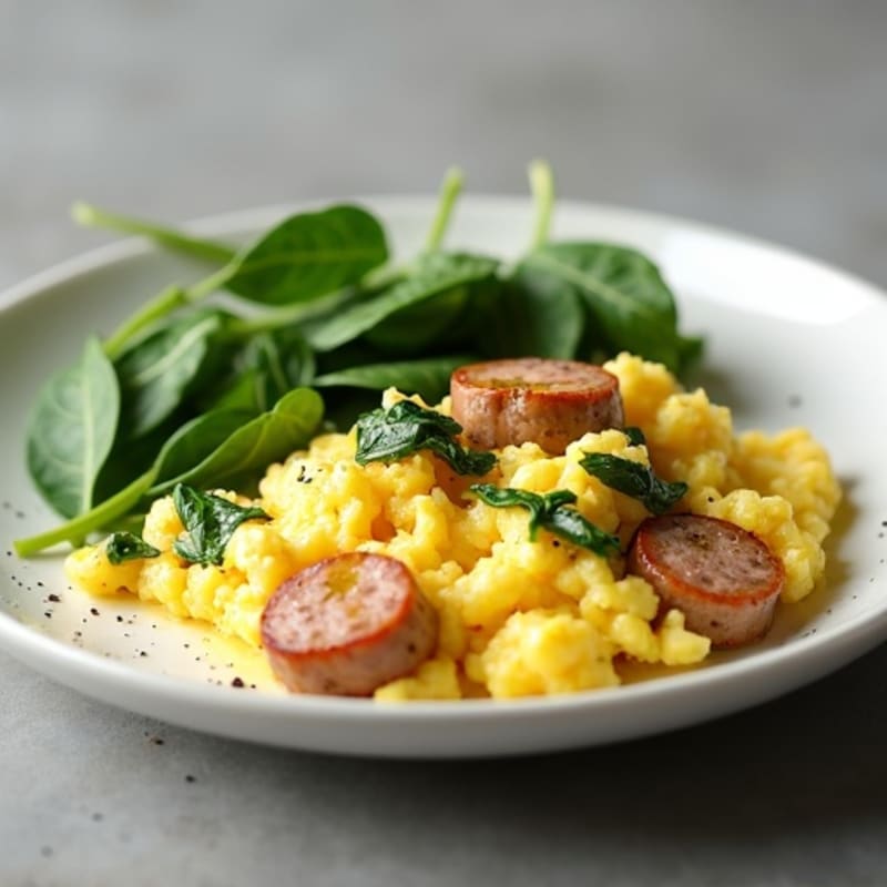 Egg White Scramble with Spinach and Turkey Sausage