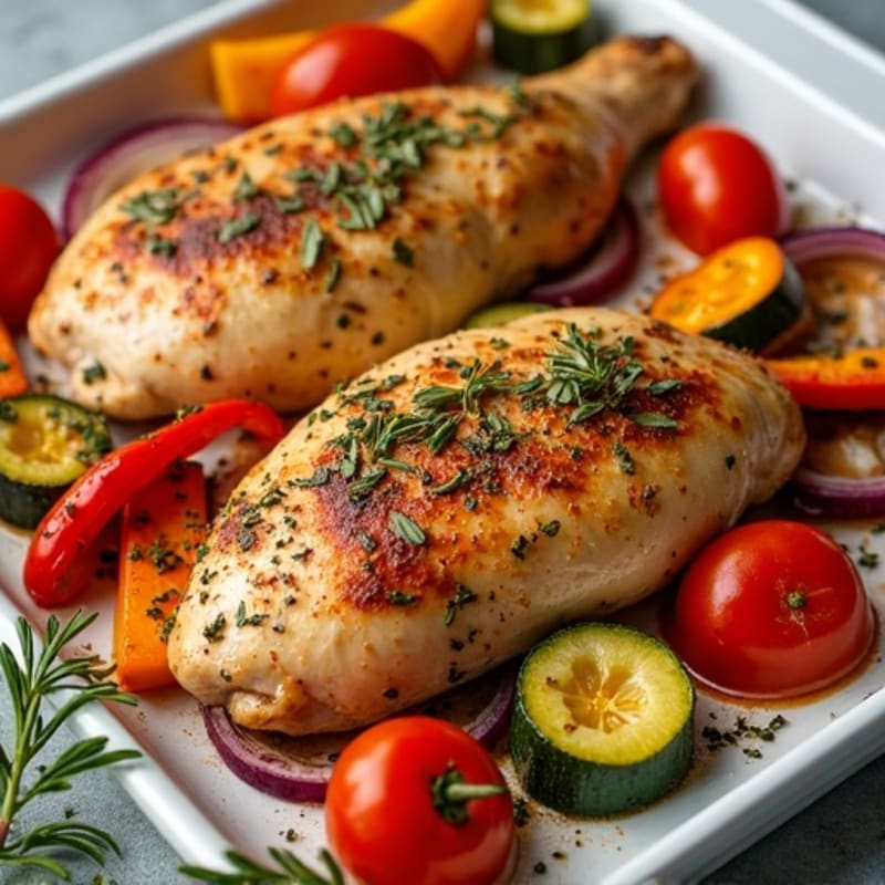 Sheet Pan Herb-Roasted Chicken and Rainbow Vegetables