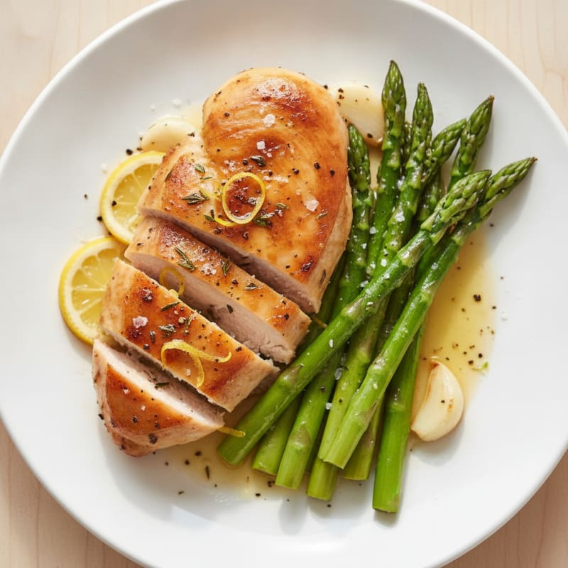 Lemon Herb Roasted Chicken with Asparagus