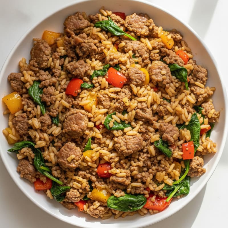 Savory Ground Beef and Rice Skillet