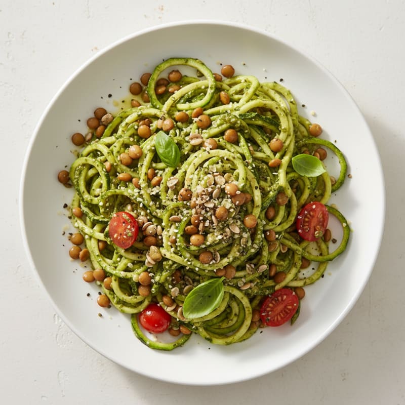 Raw Zucchini Noodles with Protein-Packed Pesto