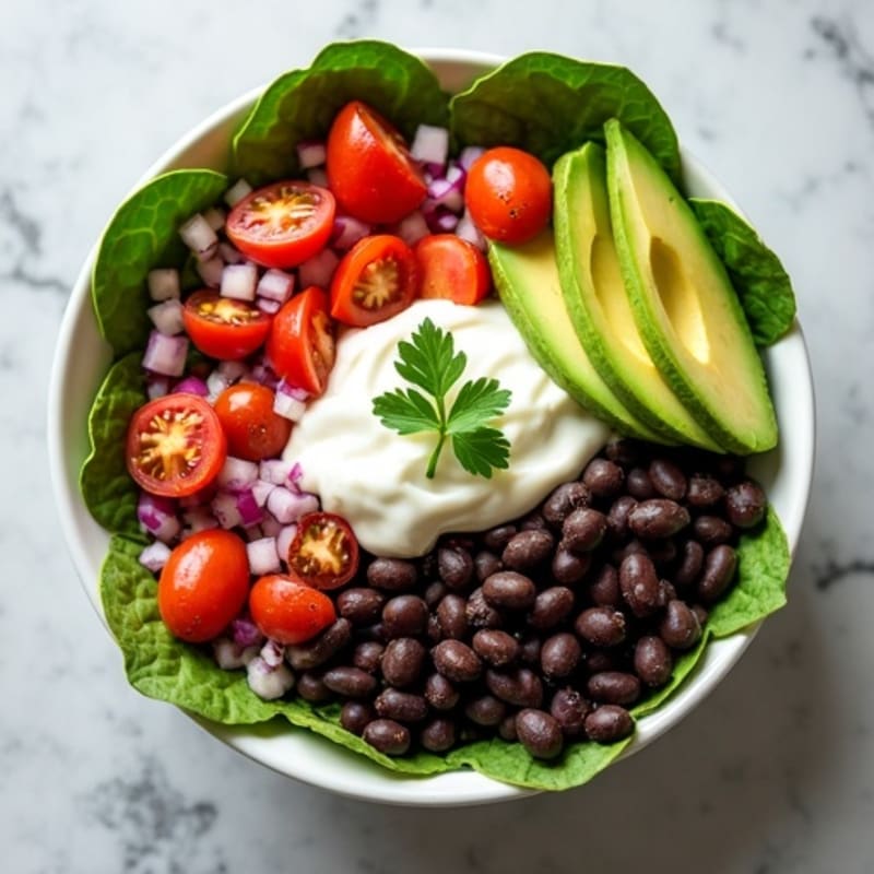 Fresh Black Bean Burrito Bowl with Creamy Avocado