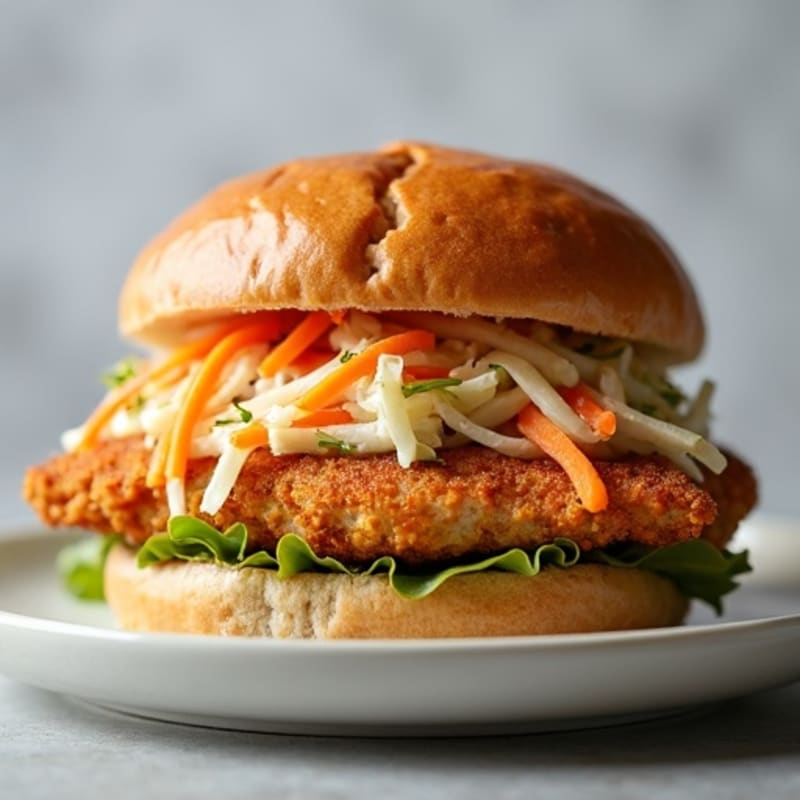 Crispy Air-Fried Chicken Sandwich with Tangy Slaw