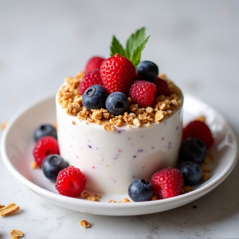Greek Yogurt Protein Mousse with Mixed Berries & Crunchy Granola