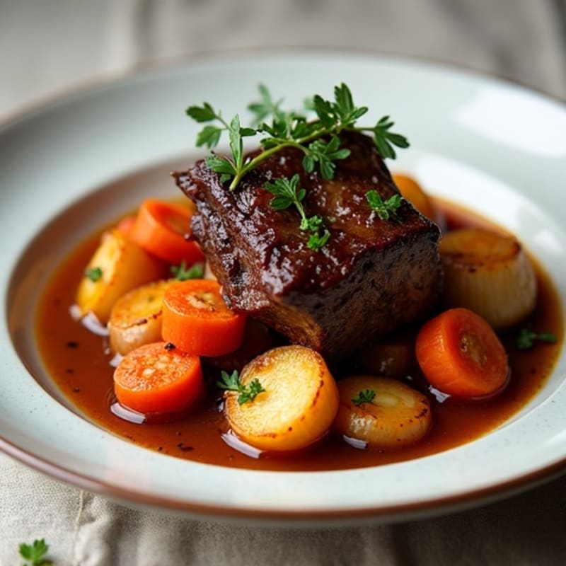 Red Wine Braised Short Ribs with Root Vegetables