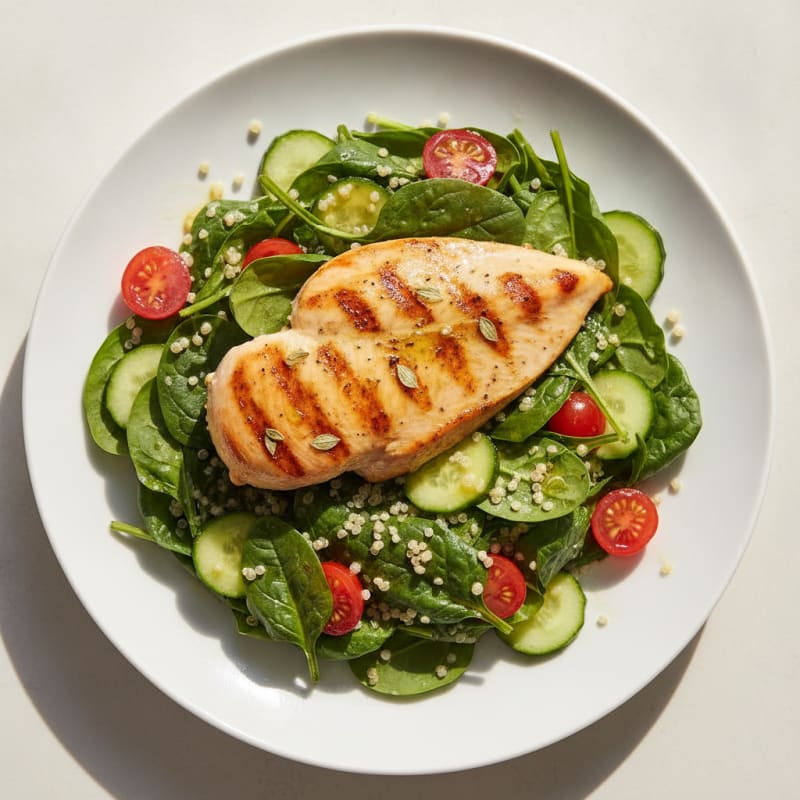 Grilled Chicken Breast with Quinoa Spinach Salad