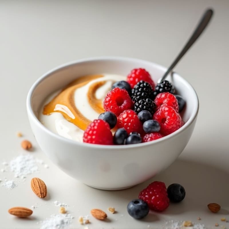 Creamy Greek Yogurt Bowl with Almond Butter and Mixed Berries