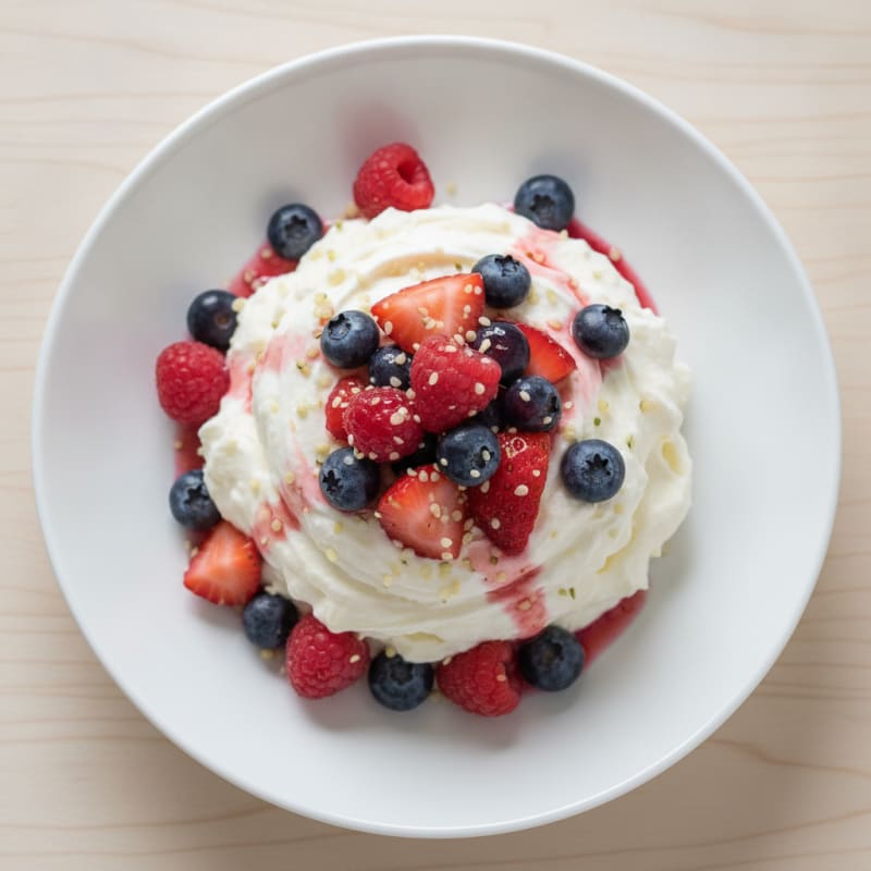 Silky Greek Yogurt Protein Pudding with Mixed Berries