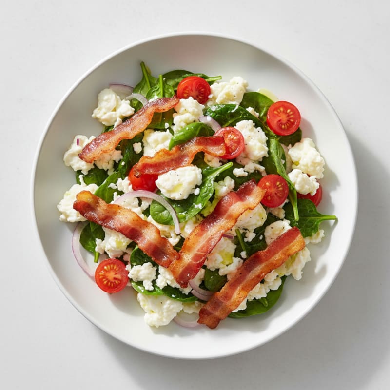 Egg White Spinach Scramble with Turkey Bacon