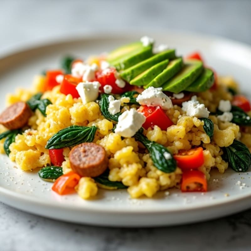 Egg White Veggie Scramble with Turkey Sausage