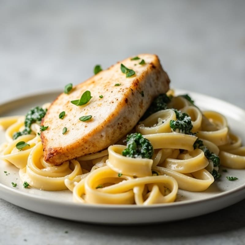 Healthy Creamy Chicken Alfredo Pasta