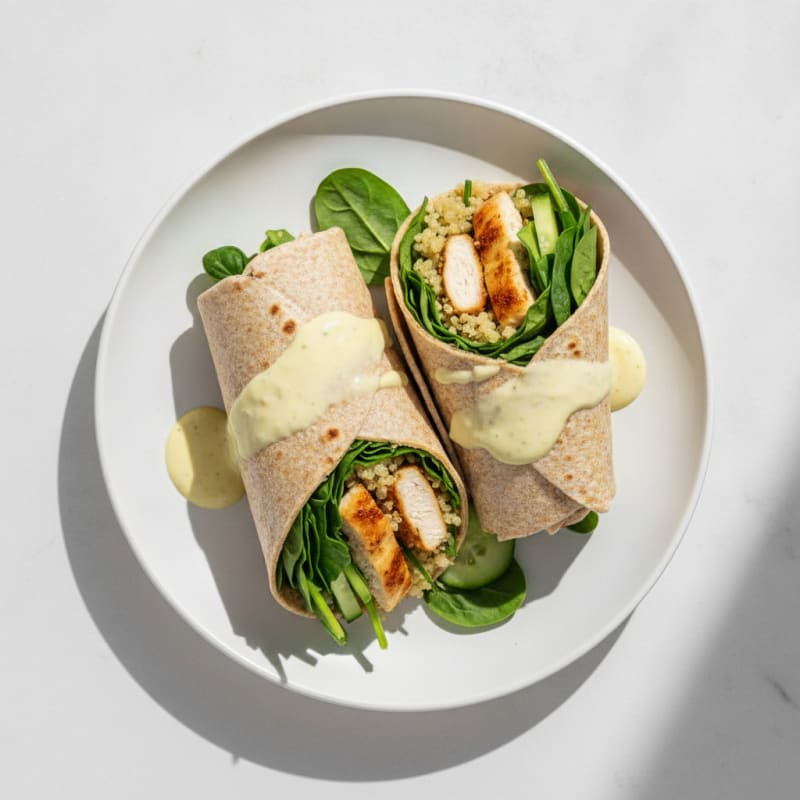 Lemon-Herb Chicken & Quinoa Wraps