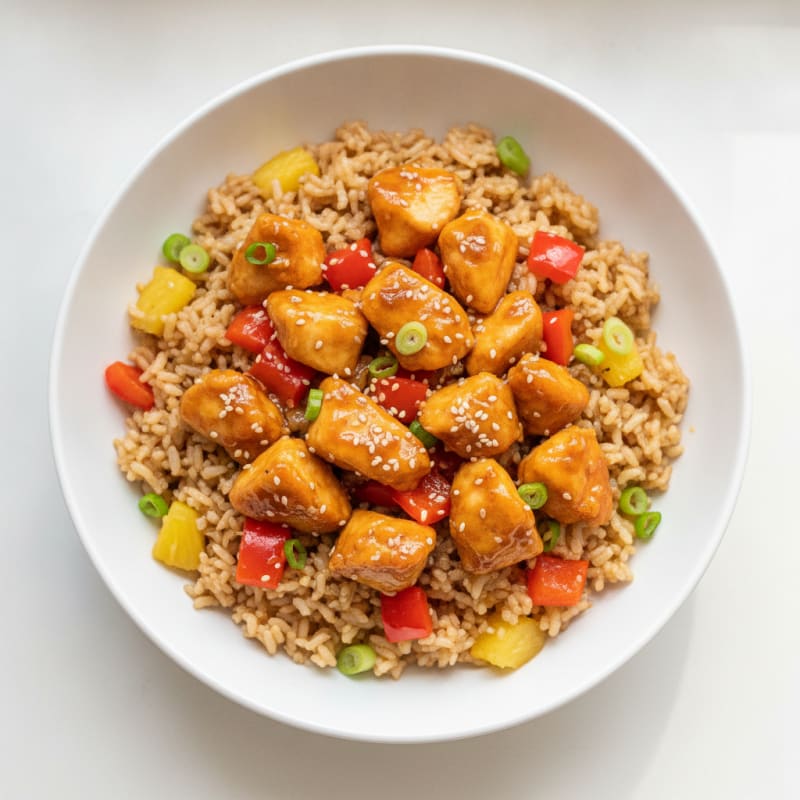 Sweet and Sour Chicken with Pineapple Rice
