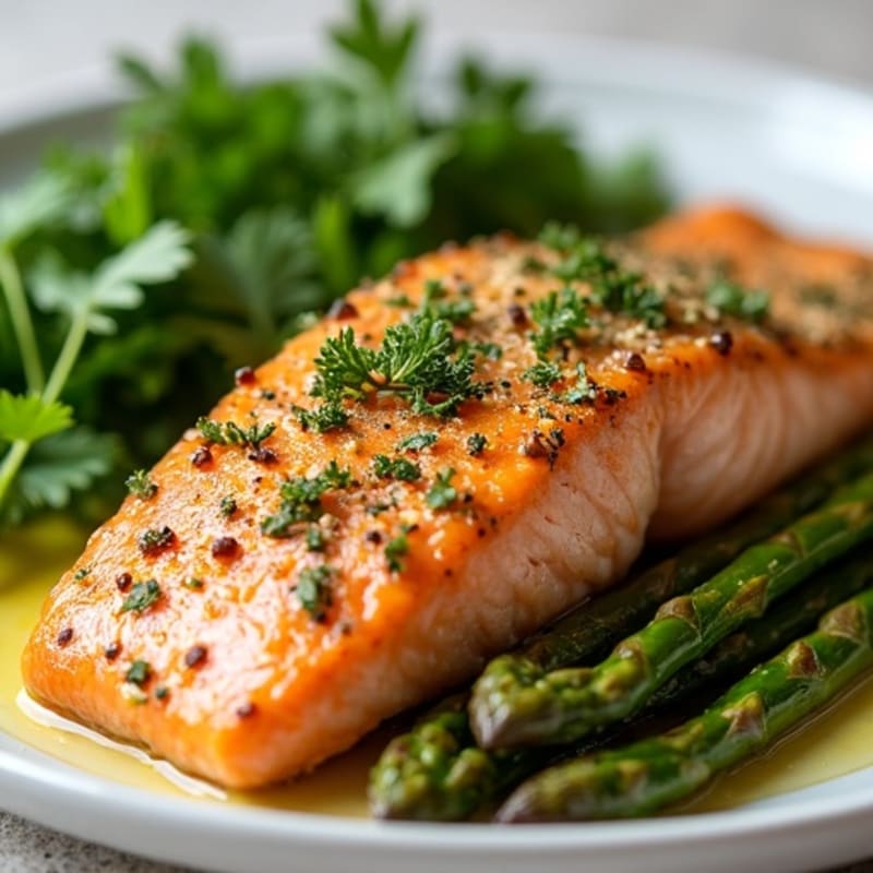 Herb-Crusted Baked Salmon with Roasted Asparagus