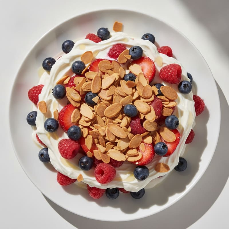 Greek Yogurt Protein Parfait with Berries and Almonds
