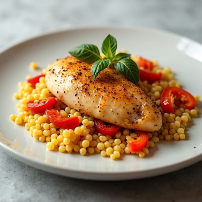 Aromatic Saffron Chicken with Pearl Couscous