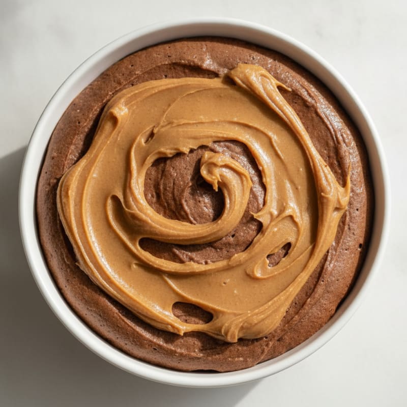 Protein Chocolate Mousse with Peanut Butter Swirl