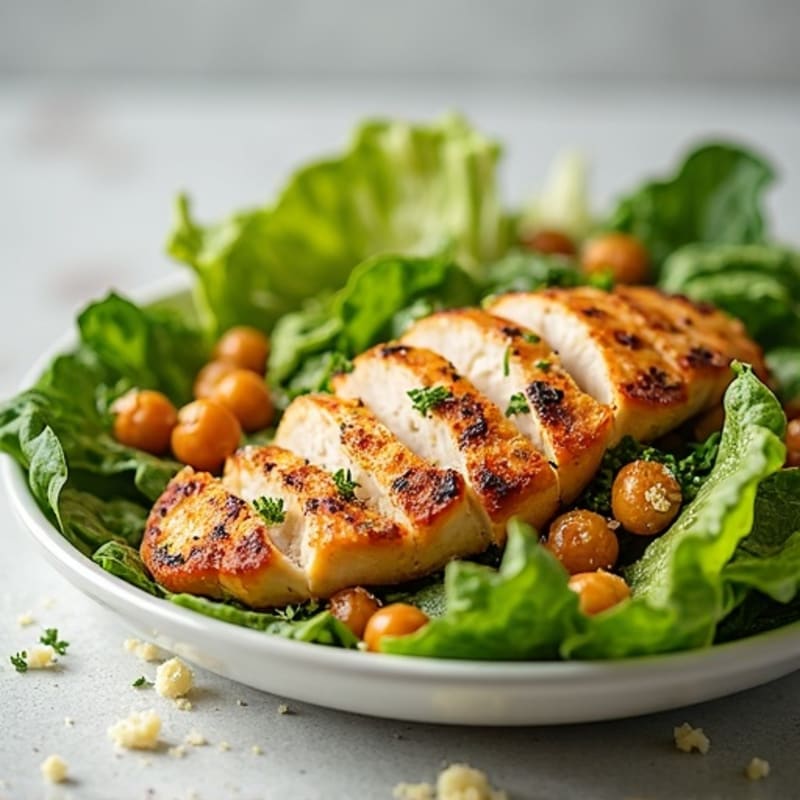 Herb-Grilled Chicken Caesar with Crispy Chickpea Croutons