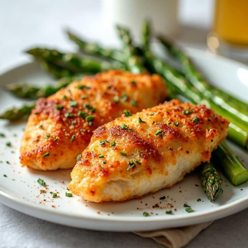 Crispy Buttermilk Baked Chicken with Roasted Asparagus