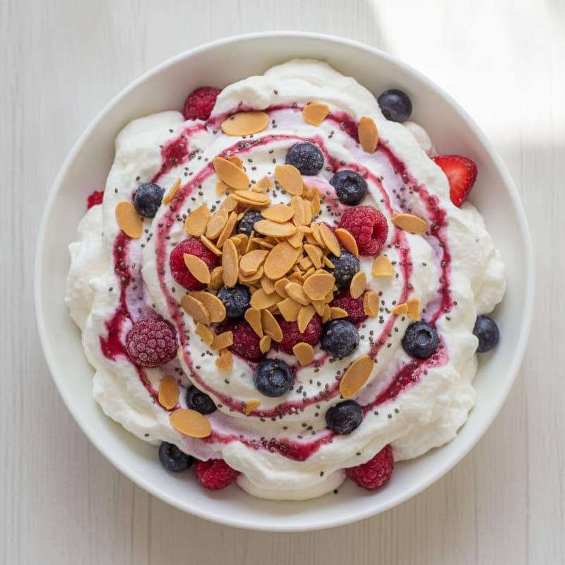 Greek Yogurt Protein Mousse with Mixed Berries
