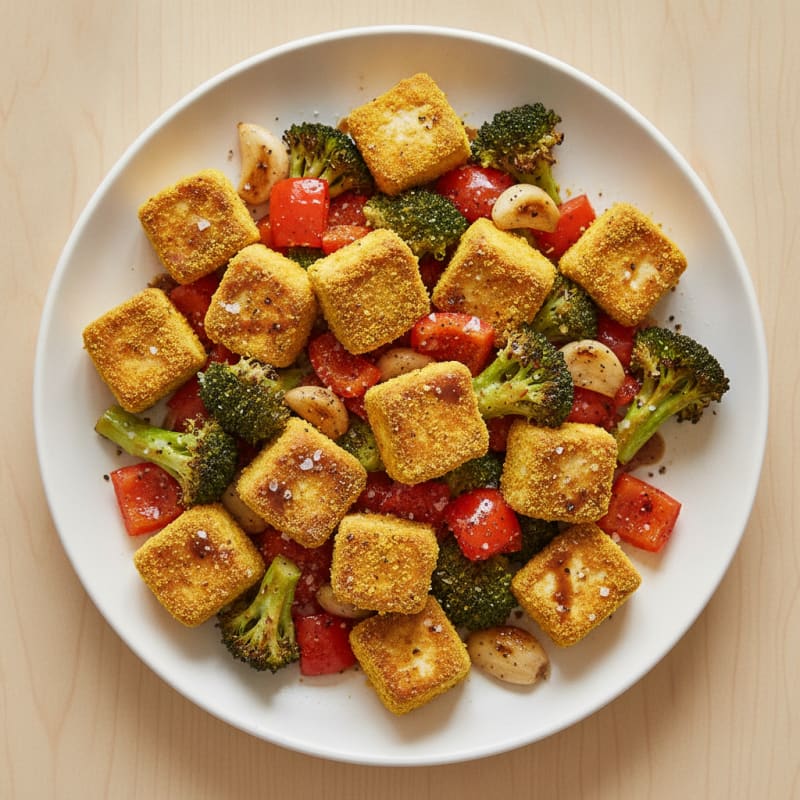 Pan-Seared Tofu with Roasted Vegetables