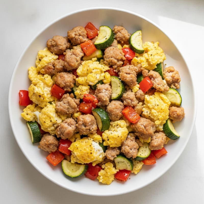 Sheet Pan Sausage and Veggie Scramble
