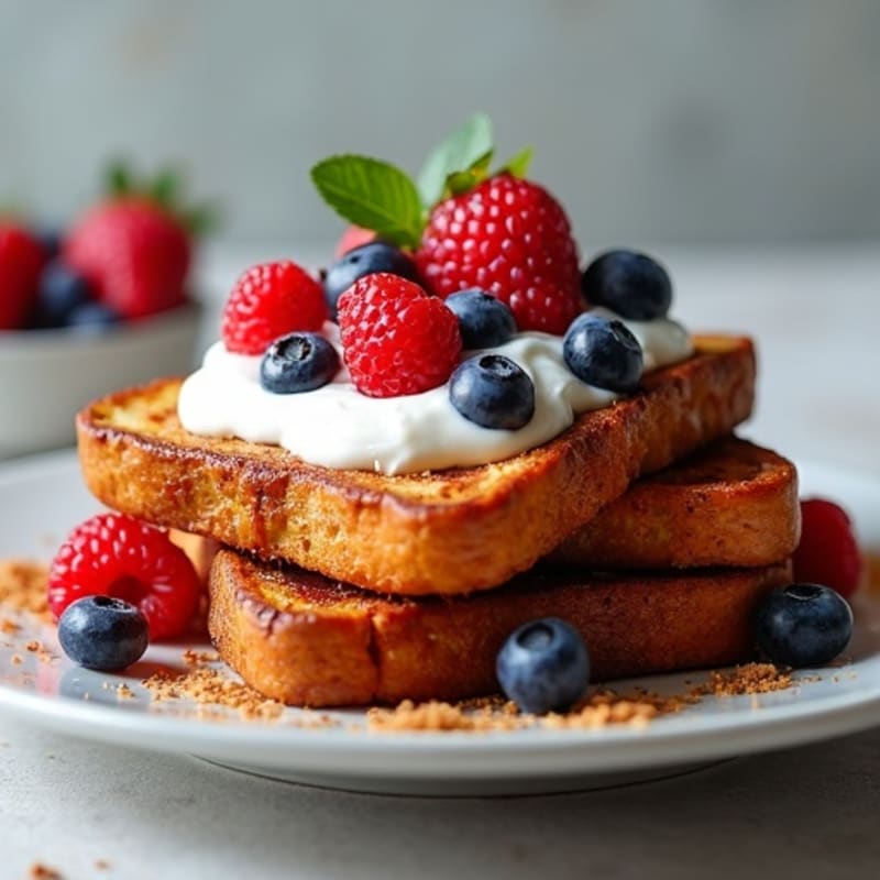 Protein-Packed French Toast with Berry-Vanilla Yogurt