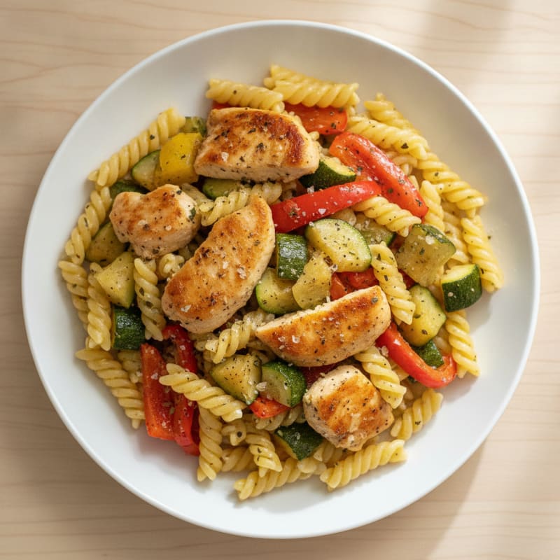 Lemon-Herb Chicken Pasta with Roasted Vegetables