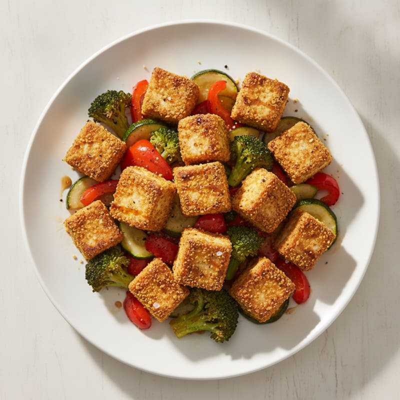 Pan-Seared Tofu with Roasted Vegetables