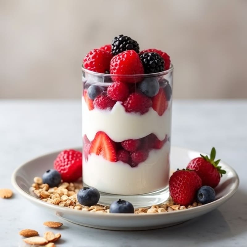 Greek Yogurt Protein Parfait with Mixed Berries