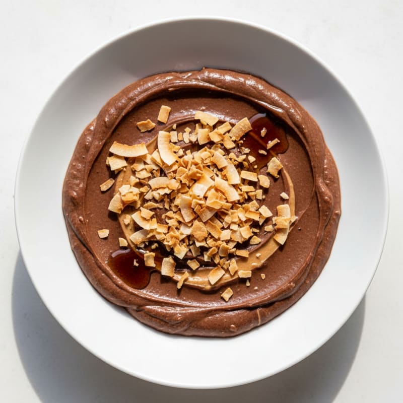 Silky Chocolate Protein Pudding with Toasted Coconut