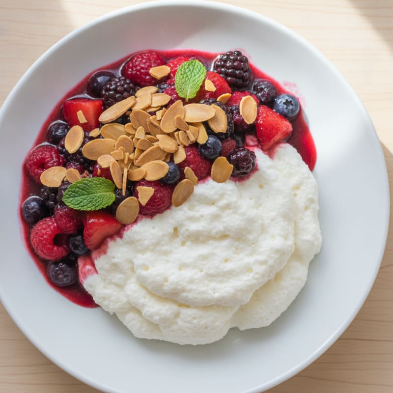 Greek Yogurt Protein Mousse with Mixed Berries