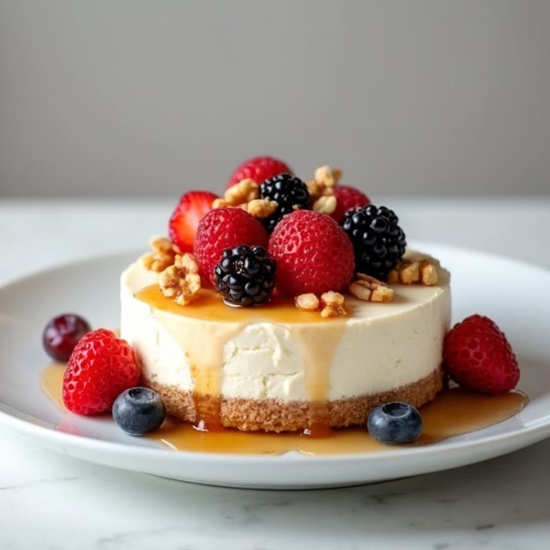 Silky Greek Yogurt Protein Cheesecake with Mixed Berries