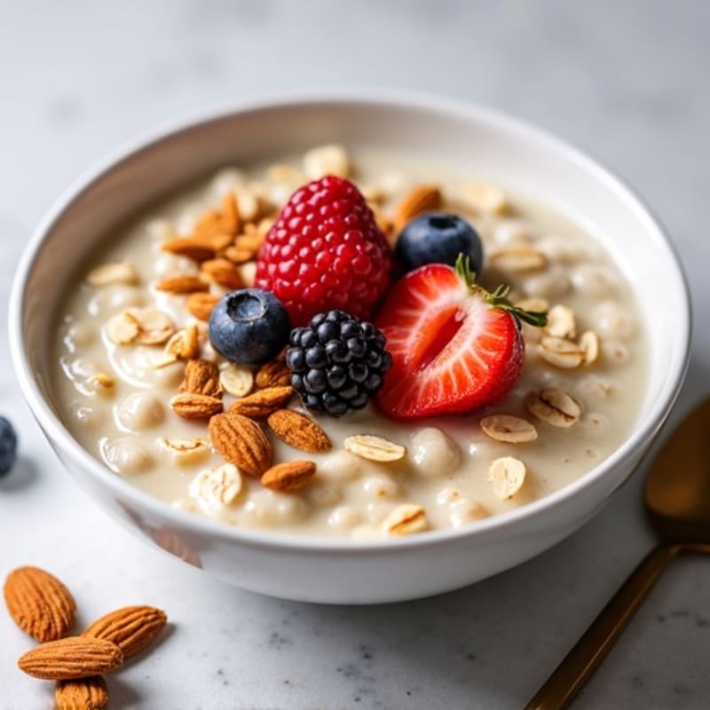 Creamy Protein Oatmeal with Berries and Toasted Almonds