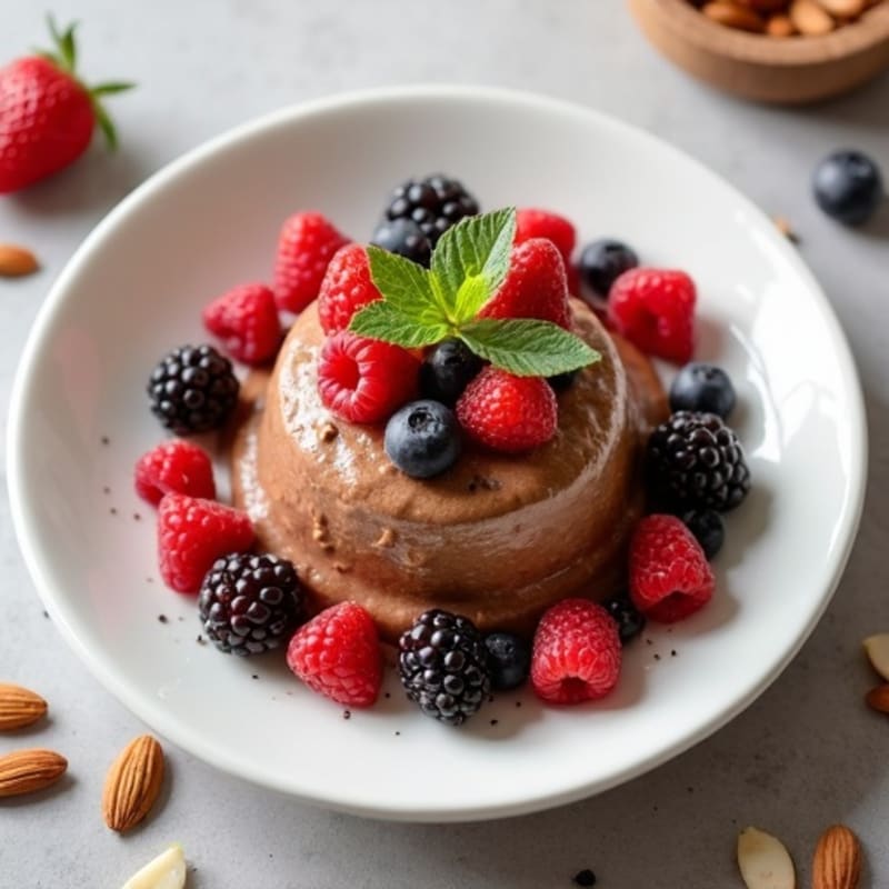 Protein Chocolate Mousse with Silken Tofu and Berries