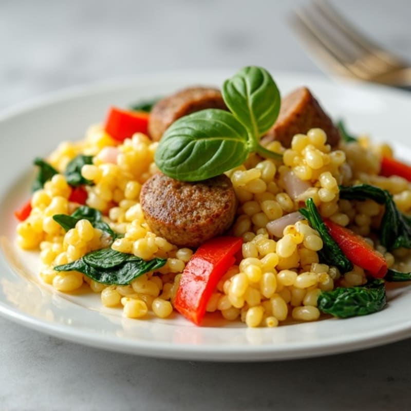 Egg White and Chicken Sausage Scramble with Spinach