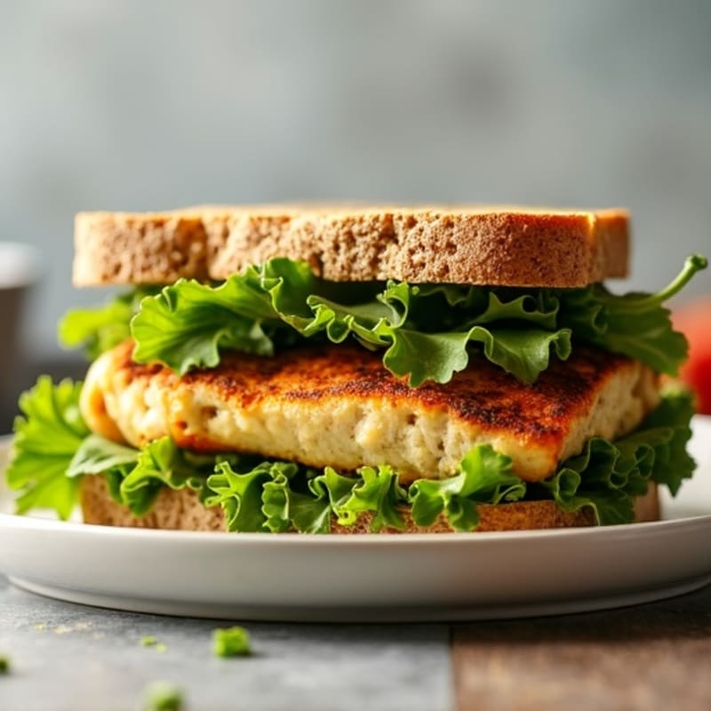Toasted Whole Wheat Pesto Chicken Sandwich with Fresh Greens