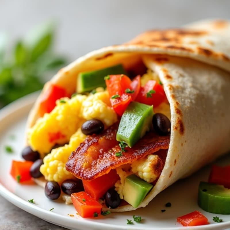 Crispy Turkey Bacon and Egg White Breakfast Burrito