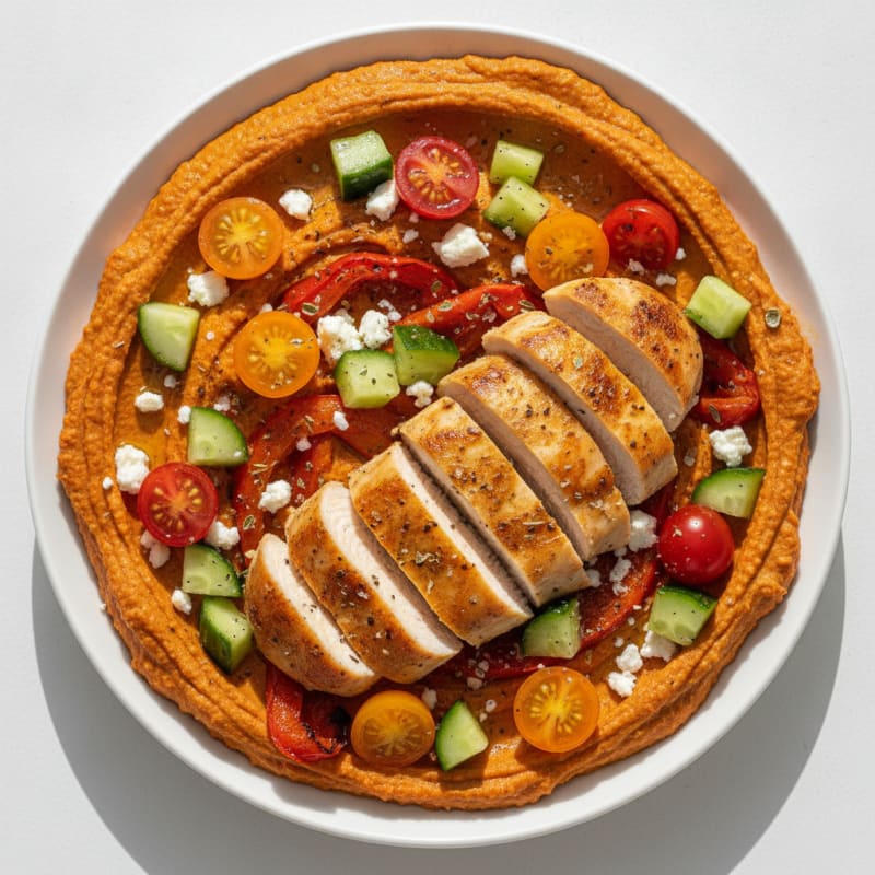 Roasted Red Pepper Hummus Bowl
