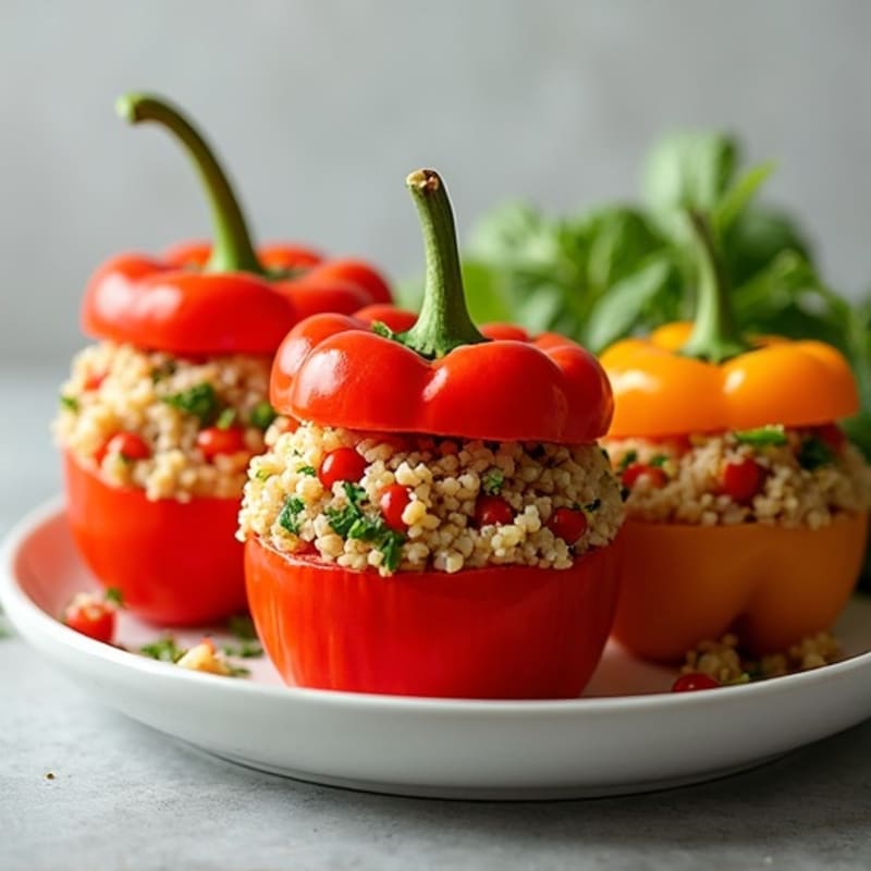 Baked Lean Ground Turkey and Quinoa Stuffed Bell Peppers