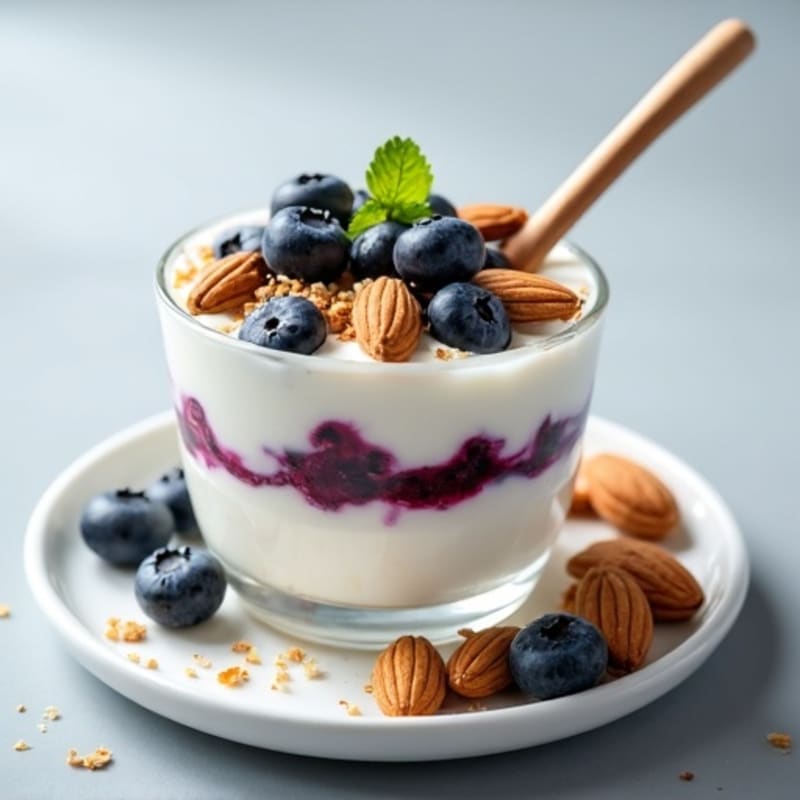 Greek Yogurt Protein Parfait with Blueberries and Almonds