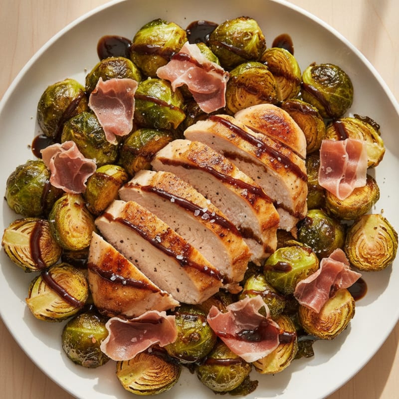 Balsamic-Glazed Brussels Sprouts with Prosciutto