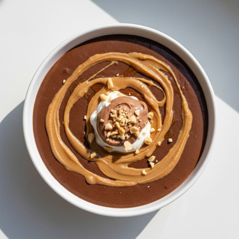 Silky Chocolate Protein Pudding with Peanut Butter Swirl