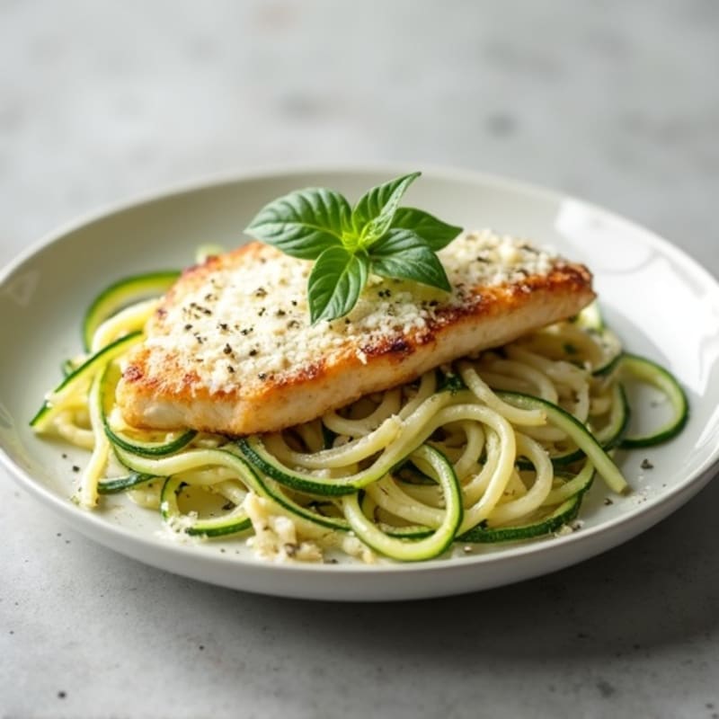 Creamy Garlic Chicken Alfredo with Zucchini Noodles