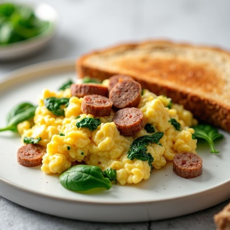 Egg White Scramble with Spinach and Turkey Sausage