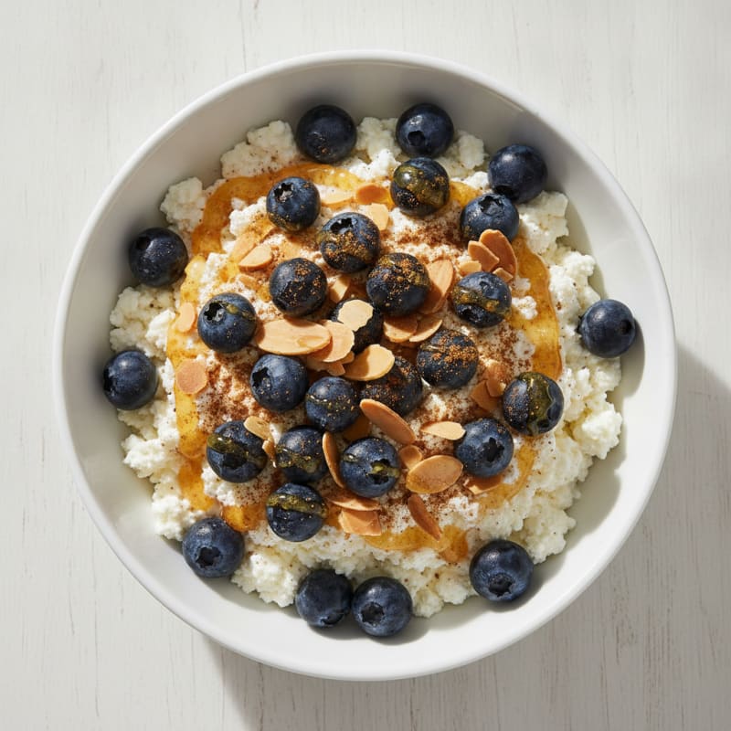 Cottage Cheese and Berry Protein Bowl with Almonds