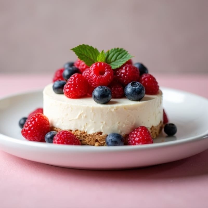 Greek Yogurt Protein Cheesecake with Mixed Berries