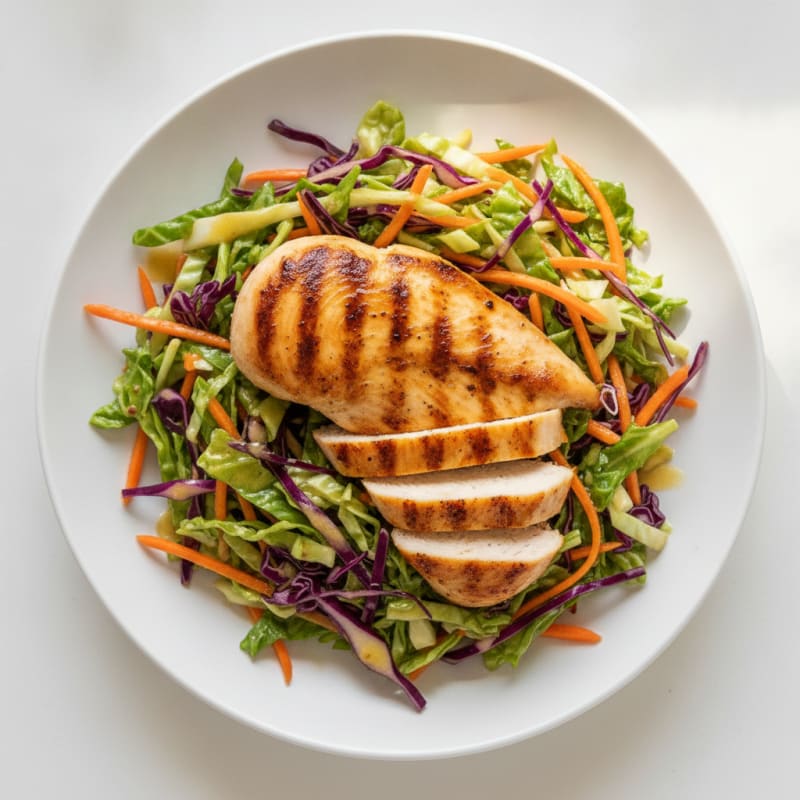 Grilled Chicken Breast with Crunchy Cabbage Slaw