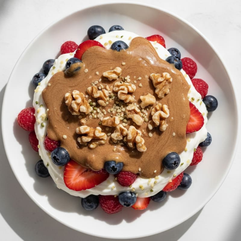 Greek Yogurt Parfait with Mixed Berries and Almond Butter
