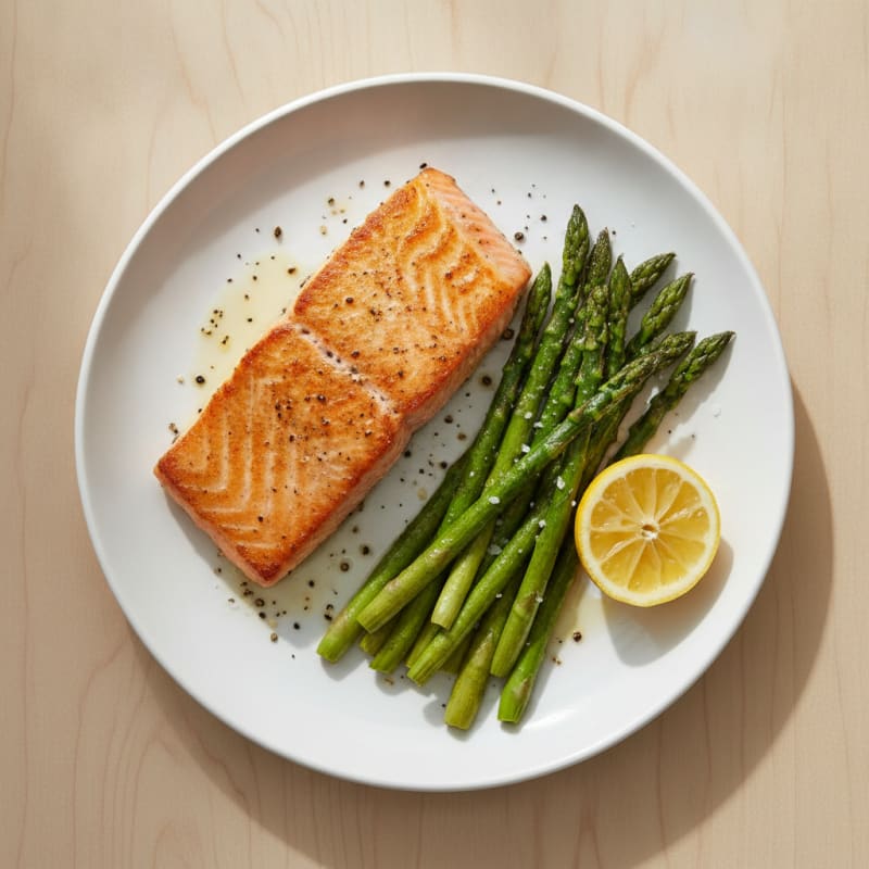 Pan-Seared Salmon with Roasted Asparagus